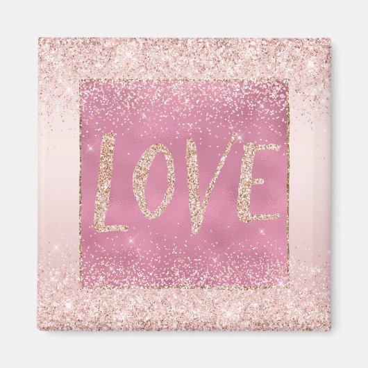 Blush Pink Ombre Glitzy Glitter Sparkle Love Magneet (Voorkant)