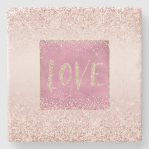 Blush Pink Ombre Glitzy Glitter Sparkle Love Stenen Onderzetter