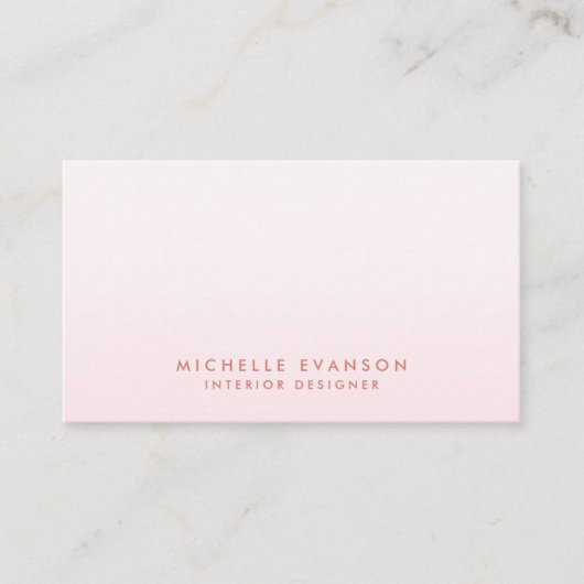 Blush Pink Ombre minimalist Professional Visitekaartje (Voorkant)
