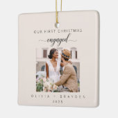 Blush Pink Our First Christmas As Engaged Photo Keramisch Ornament (Links)