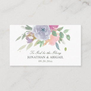 Blush Pink Paars Simple Floral Christelijk Weddens Visitekaartje