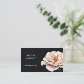 Blush Pink Painted Rose Black Visitekaartje (Staand voorkant)