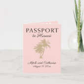 Blush Pink Palm Tree Hawaii Passport Weddenschap (Voorkant)