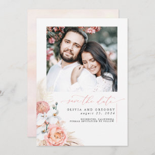 Blush Pink Pampas Grass Sla de datum foto op Save The Date