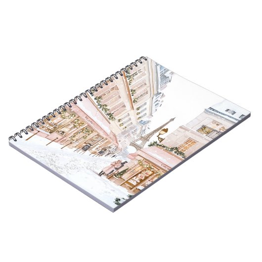 Blush Pink Paris Eiffel Tower Winter Notitieboek (Linkerzijde)