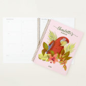 Blush Pink Parrot 2023 Monogrammed Name (Devant avec enveloppe)