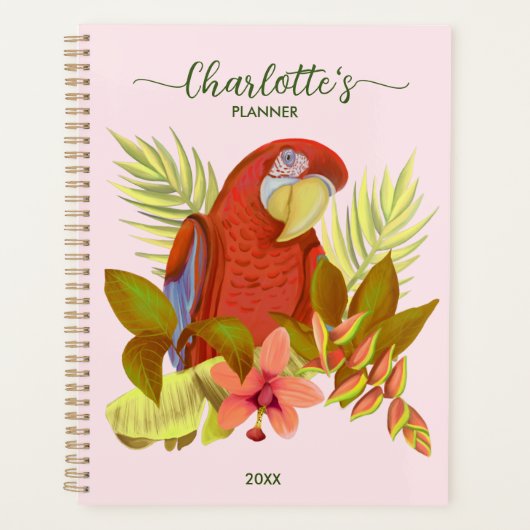  Blush Pink Parrot 2023 Monogrammed Name (Devant)