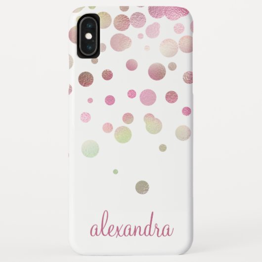 Blush Pink Pastel Iridescent Confetti Naam Case-Mate iPhone Case (Achterkant)