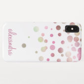 Blush Pink Pastel Iridescent Confetti Naam Case-Mate iPhone Case (Achterkant (horizontaal))