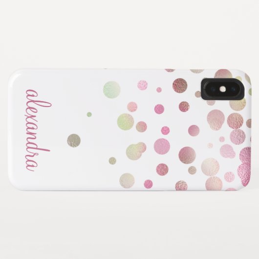 Blush Pink Pastel Iridescent Confetti Naam Case-Mate iPhone Case (Achterkant (horizontaal))