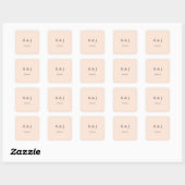 Blush Pink Pastel Monogram & datum Vierkante Sticker (Vel)