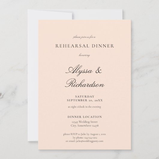 Blush Pink Pastel Rehearsal Dinner Kaart (Voorkant)