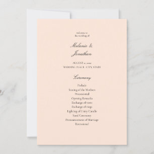 Blush Pink Pastel Wedding Ceremony Program Kaart