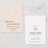 BLUSH PINK PEACH AFSTUDEREN EARRING DISPLAY CARD PLAATSKAARTJE (Voorkant / Achterkant)