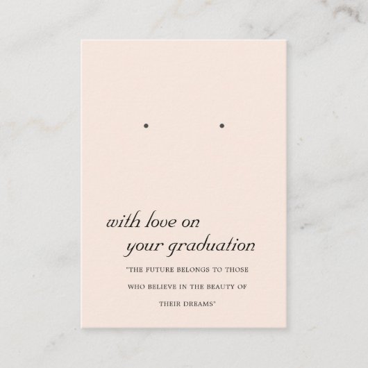 BLUSH PINK PEACH AFSTUDEREN EARRING DISPLAY CARD PLAATSKAARTJE (Voorkant)