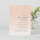 Blush Pink Peach Floral Foto Vrijgezellenfeest Kaart (Staand voorkant)