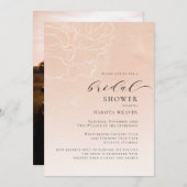 Blush Pink Peach Floral Foto Vrijgezellenfeest Kaart (Voorkant / Achterkant)