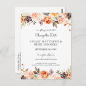 Blush Pink Peach Floral Verander de datum 2 Briefk Briefkaart (Voorkant / Achterkant)