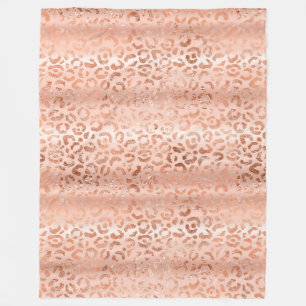 Blush Pink Peach Luipaard Print Sparkle Fleece Deken