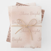 Blush Pink Peach Roos Glitter Sparkle Shine Inpakpapier Vel (In situ)
