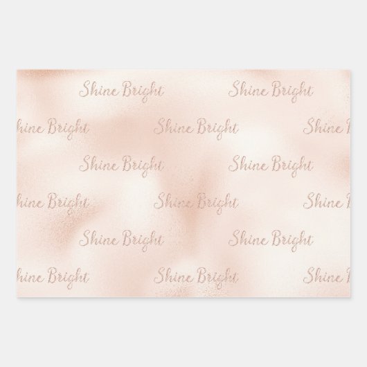 Blush Pink Peach Roos Glitter Sparkle Shine Inpakpapier Vel (Voorkant)