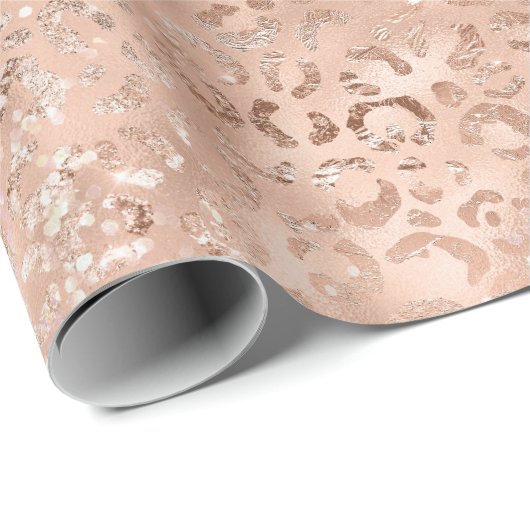 Blush Pink Peach Roos Gold Leopard Cadeaupapier (Rol Hoek)