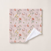 Blush Pink Peach Wildflower Bad Handdoek (Wasdoekje)