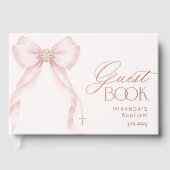 Blush Pink Pearls Bow Baby Girl Baptism (Recto)