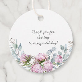 Blush Pink Peonies Sage Greenery Wedding | Bedankjes Labels