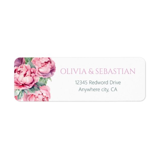 Blush Pink Peonies Waterverf Weddenschap Etiket (Voorkant)