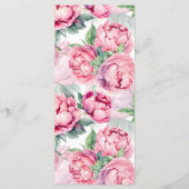 Blush Pink Peonies Waterverf Weddenschap Menu (Achterkant)