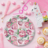 Blush Pink Peonies Waterverf Weddenschap Papieren Bordje (Feest)