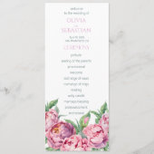 Blush Pink Peonies Waterverf Weddenschap Programma (Voorkant)