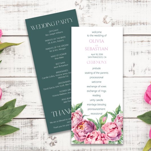 Blush Pink Peonies Waterverf Weddenschap Programma