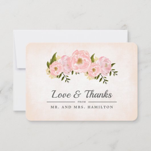 Blush Pink Peonies Weddenschap Hartelijk dank Bedankkaart (Voorkant)