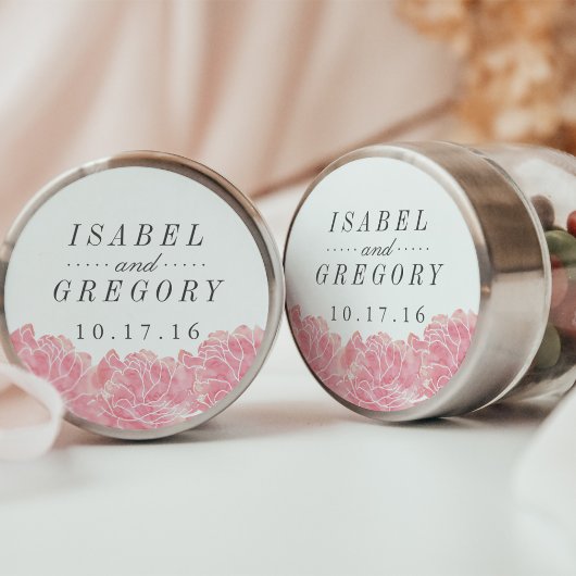 Blush Pink Peonies Wedding Ronde Sticker