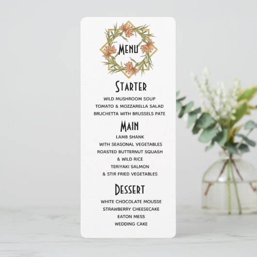Blush Pink Peony Edge Menu (Staand voorkant)