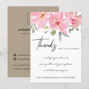 BLUSH PINK PEONY FLORAL CORPORATE BUSINTE LOGO BEDANKKAART