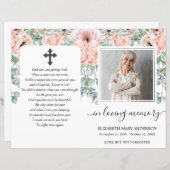 Blush Pink Peony Floral Photo Funeral Programme (Voorkant / Achterkant)