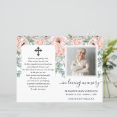 Blush Pink Peony Floral Photo Funeral Programme (Staand voorkant)