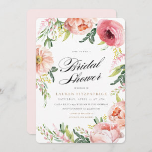 Blush Pink Peony Floral Vrijgezellenfeest Kaart