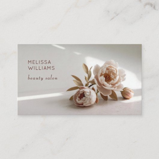 Blush Pink Peony Flower Photo Visitekaartje (Voorkant)