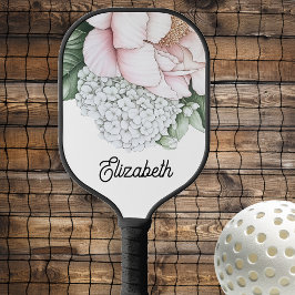 Blush Pink Peony Personalized Pickleball Paddle