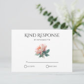 Blush Pink Peony QR Code Elegant Wedding RSVP Kaartje (Staand voorkant)