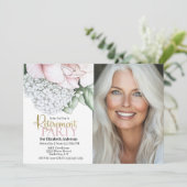 Blush Pink Peony Retirement Party Invitation Kaart (Staand voorkant)