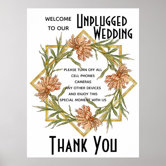 Blush Pink Peony Unplugged Weddenbord Poster (Voorkant)