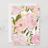 Blush Pink Peony Wreath Wedding Invitation Kaart (Achterkant)