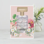 Blush Pink Perfume Bottle Floral Vrijgezellenfeest Menu (Staand voorkant)