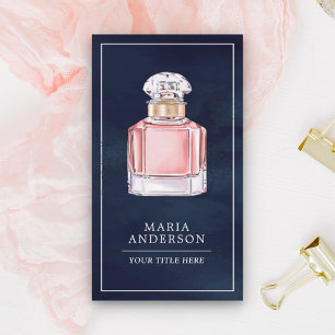 Blush Pink Perfume Fles Navy Blue Visitekaartje