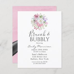Blush Pink Periwinkle Tulip Brunch & Bubble Kaart